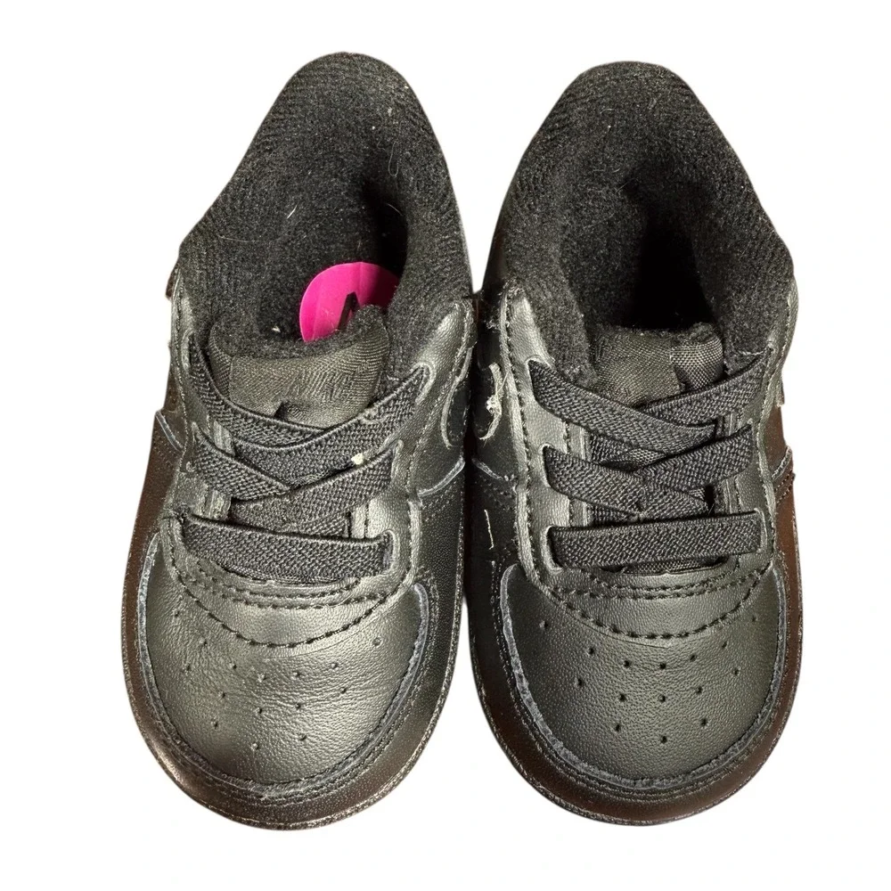 Nike Air Force 1 Baby Crib CB Shoes Size 4C Solid Black Leather CK2201-001